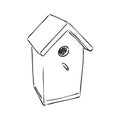 Hand drawn nesting boxes doodle. Birdhouse in sketch style. Vector illustration isolated on white background. Royalty Free Stock Photo