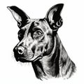 Hand-drawn Noir Comic Art Portrait Of A Dog