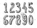 Hand drawn numbers isolated on white background sketch style