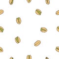 Hand drawn nuts. Pistachio. Vector seamless pattern