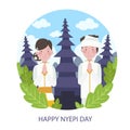 Hand-drawn nyepi celebration illustration Vector illustration.