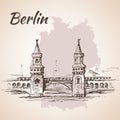 Hand drawn Oberbaum Bridge - Berlin, Germany Royalty Free Stock Photo