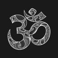 Hand drawn Ohm symbol, indian Diwali spiritual sign Om with high