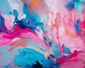 Hand Drawn Oil Painting Unveiling a Playful Pink, White, and Blue Abstract Art Background Royalty Free Stock Photo
