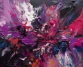 Hand drawn oil painting. violet,pink and black ,Abstract art background. Oil painting on canvas. Color texture. Fragment of Royalty Free Stock Photo