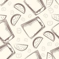 Hand drawn old fashioned glass, lime and ice cube seamless pattern