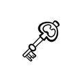 Hand drawn old key. Sketch style of vintage key on white background. Old design illustration. Vector Royalty Free Stock Photo