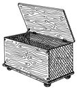 Hand drawn wooden chest in black and white Royalty Free Stock Photo