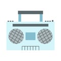 Hand drawn old school stereo radio cassete player. Vector illustration of retro portable tape recorder, boombox icon for print,