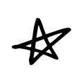 Hand drawn one star. Simple doodle style icon. Single, careless painted vector star. Black isolated on a white