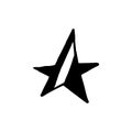 Hand drawn one star. Simple doodle style icon. Single, careless painted vector star. Black isolated on a white