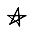 Hand drawn one star. Simple doodle style icon. Single, careless painted vector star. Black isolated on a white