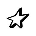 Hand drawn one star. Simple doodle style icon. Single, careless painted vector star. Black isolated on a white