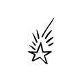 Hand drawn one star. Simple doodle style icon. Single, careless painted vector star. Black isolated on a white