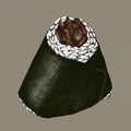 Hand drawn onigiri Japanese food