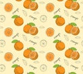 Hand drawn oranges seamless pattern.