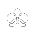 Hand drawn orchid flower. One line drawing continuous illustration vector. Minimalist art design of minimalism on white background