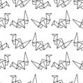 hand drawn origami swan seamless pattern