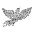 Hand drawn ornament flying bird