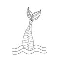 Hand drawn ornamental mermaid`s tail. Vector illustration Royalty Free Stock Photo