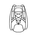 Hand drawn outline of a backpack isolated on a white background. Camping backpack for hiking, traveling and tourism Royalty Free Stock Photo