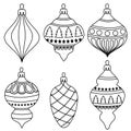 Hand drawn Outline Christmas balls collection for coloring