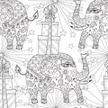 Hand Drawn Outline Circus Elephant Doodle