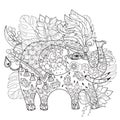 Hand Drawn Outline Circus Elephant Doodle