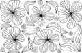 Hand drawn outline flowers. Trendy botanical black paint floral set. Modern naive groovy decorations Royalty Free Stock Photo