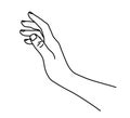 Hand drawn outline lineart hand doodle. Touching gesture