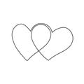 Hand drawn outline Overlapping Heart Shapes in Minimalist Design. One line elements for print, banner, card, brochure