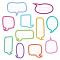 Hand drawn outline speech bubbles. Dialogs boxes. Royalty Free Stock Photo