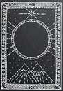 Hand drawn outline white frame on black chalk board. Royalty Free Stock Photo