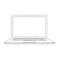 Hand-drawn outlined laptop vector illustration