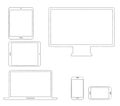 Hand-drawn outlined modern electronic devices Royalty Free Stock Photo