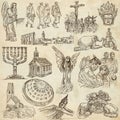 An hand drawn pack, collection - set of worship places