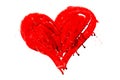 Hand drawn painted red heart with drips and dry paint imperfections Royalty Free Stock Photo