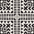 Hand drawn painted seamless pattern. Vector tribal design background. Ethnic motif. Geometric ethnic stripe lines Royalty Free Stock Photo