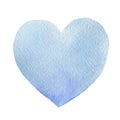 Hand-drawn painted watercolor blue heart element seamless pattern