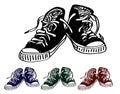 Hand drawn pair of black sneakers on the white Royalty Free Stock Photo