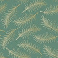 Hand drawn pal leaves tropical elegant seamless pattern