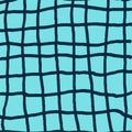 Hand drawn pale blue plaid pattern. Check, square doodle background. Line art freehand grid. Crossing blue stripes brush