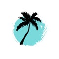 Hand drawn palm tree. Circle summer design. Vector illustration Royalty Free Stock Photo