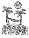 Hand drawn palm trees illustration for coloring book