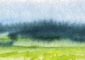 Hand Drawn Traditional Watercolor European Panoramic Landscape