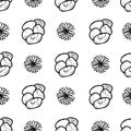 Hand drawn pansy and daisy flowers seamless pattern background. Royalty Free Stock Photo