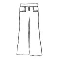 Hand drawn pants classic style. Isolated on white background. Doodle vector illustration. Jeans pants