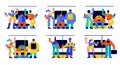 Hand drawn paople on subway mini compositions Royalty Free Stock Photo