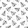 Hand Drawn Paper Airplanes Seamless Pattern Royalty Free Stock Photo