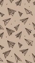 Hand Drawn Paper Airplanes Seamless Pattern Royalty Free Stock Photo